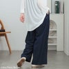 大きいサイズ レディース 起毛ワイドパンツ　maru-30074 ネイビーストライプ