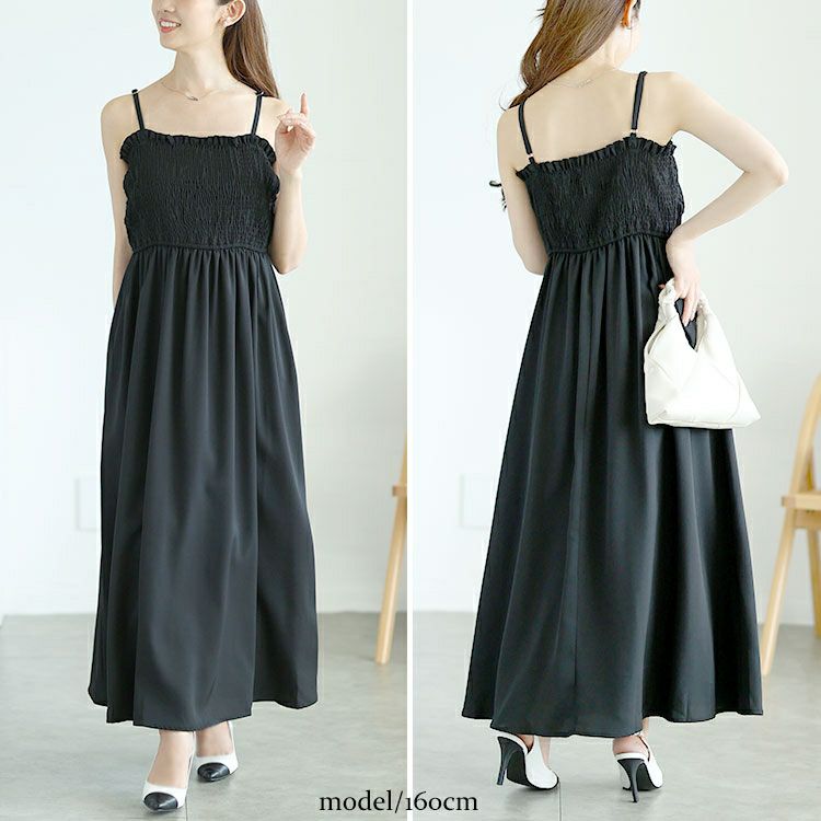 大きいサイズ レディース ノーカラージャケット＆シャーリングキャミワンピセット　goldy-1584