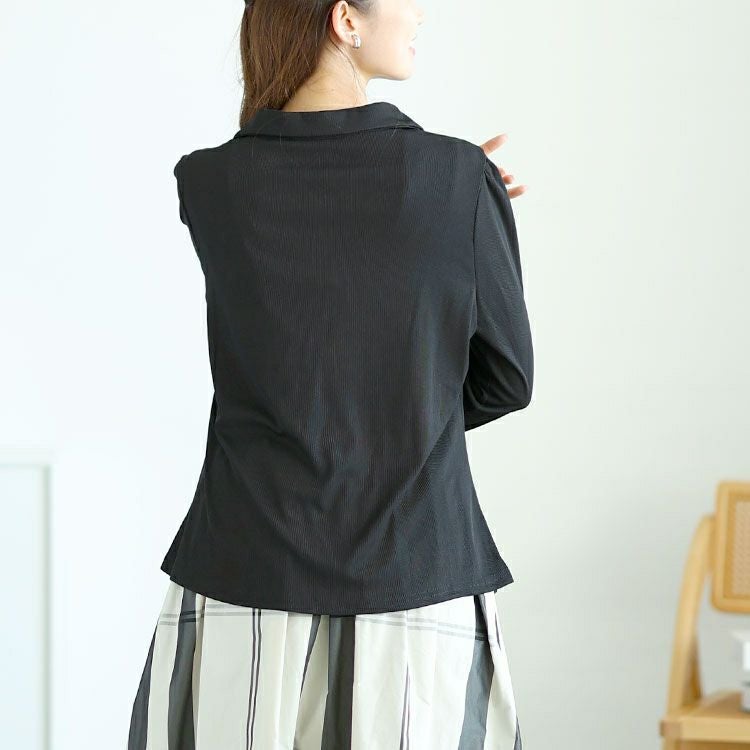 大きいサイズ レディース フェイクボタンスキッパーブラウス　goldy-1582