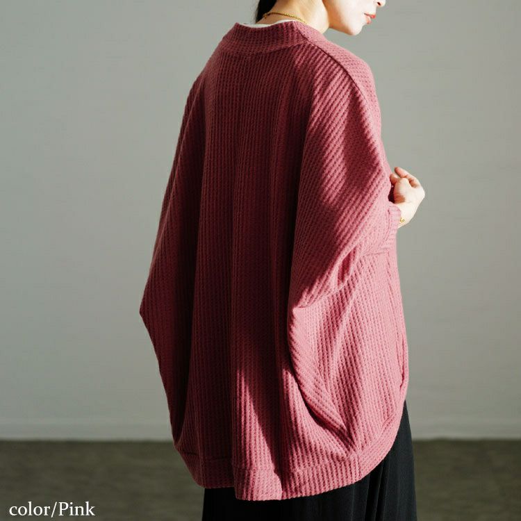 大きいサイズ レディース ワッフルニットドルマンカーディガン　cast-5548011