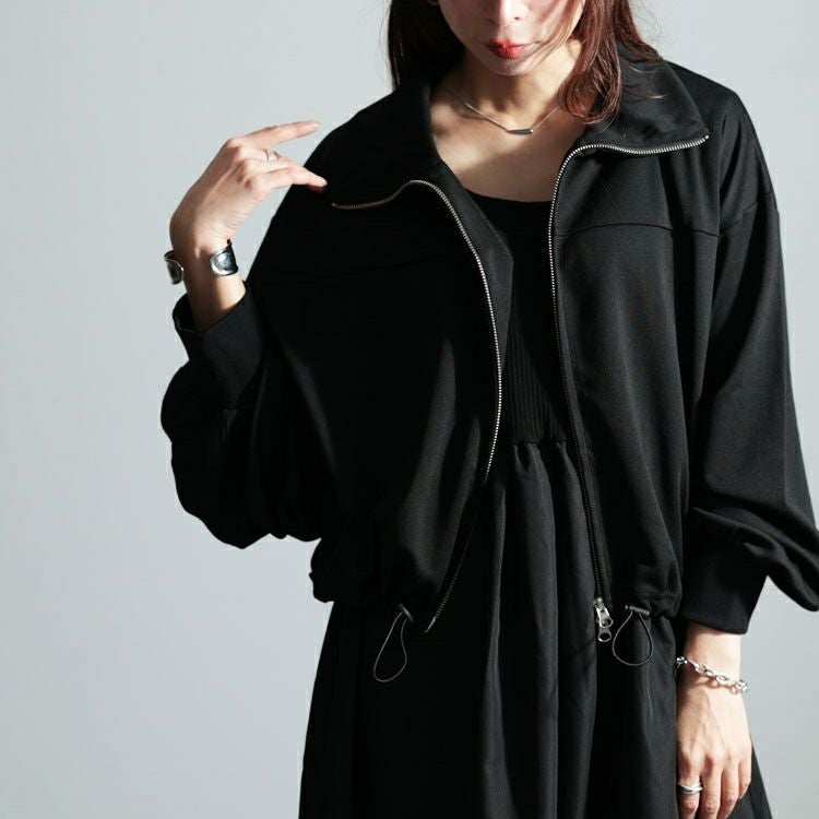 大きいサイズ レディース クロップドブルゾン＆異素材ノースリーブワンピース2点セット　nw-24029