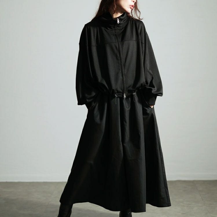 大きいサイズ レディース クロップドブルゾン＆異素材ノースリーブワンピース2点セット　nw-24029