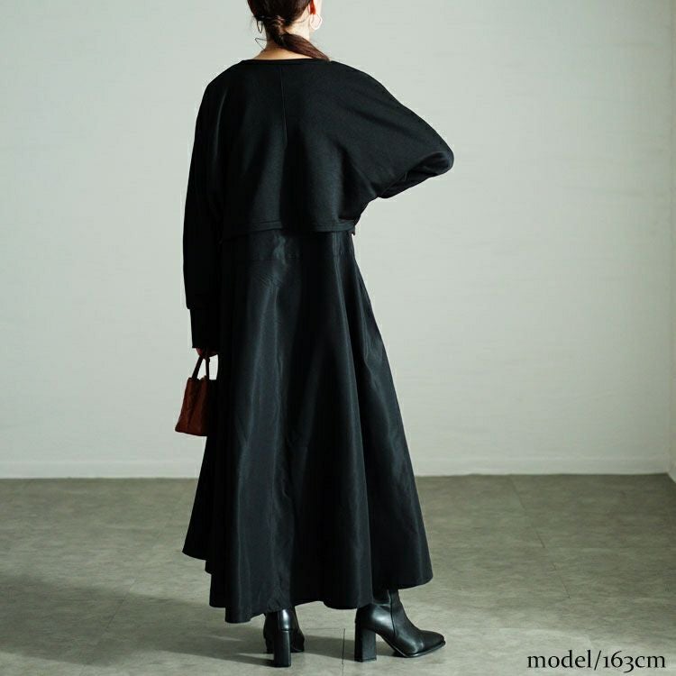 大きいサイズ レディース クロップドトップス＆フレアジャンパースカート2点セット　nw-24028