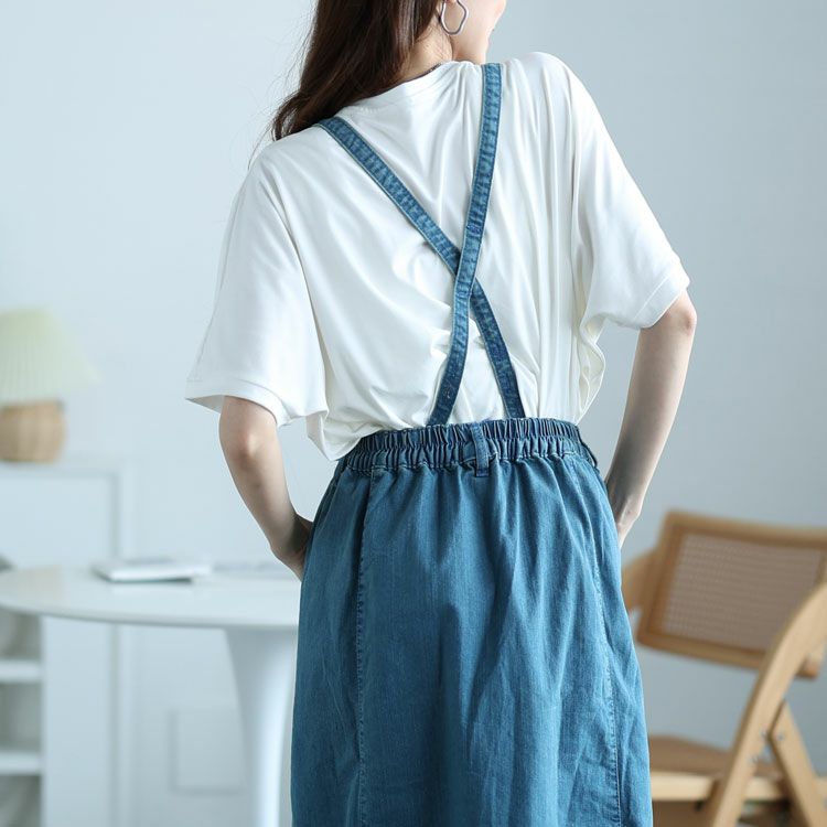 大きいサイズ レディース 2wayデニムマーメイドサロペット　gold-0109