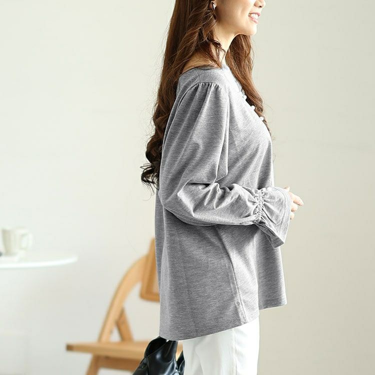 大きいサイズ レディース キャンディースリーブパールボタンカットソー　fem-535