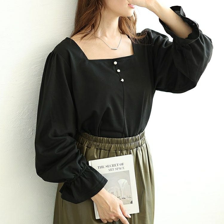 大きいサイズ レディース キャンディースリーブパールボタンカットソー　fem-535