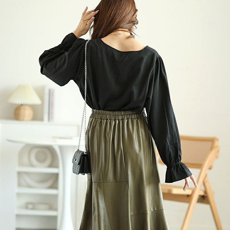 大きいサイズ レディース キャンディースリーブパールボタンカットソー　fem-535