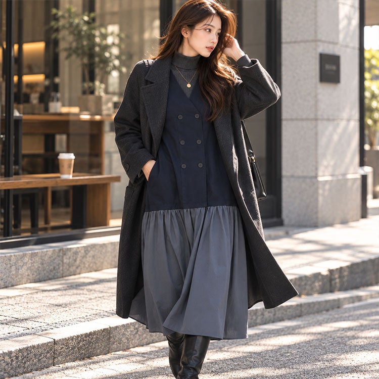 大きいサイズ レディース ドッキングベストノースリーブワンピース　fem-527