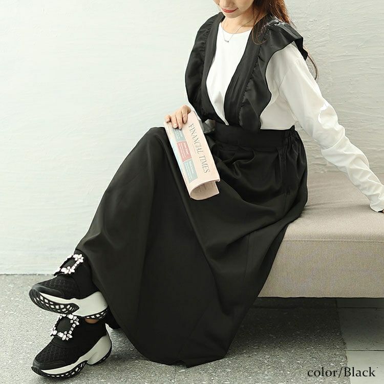 大きいサイズ レディース フリルジャンパースカート　fem-536