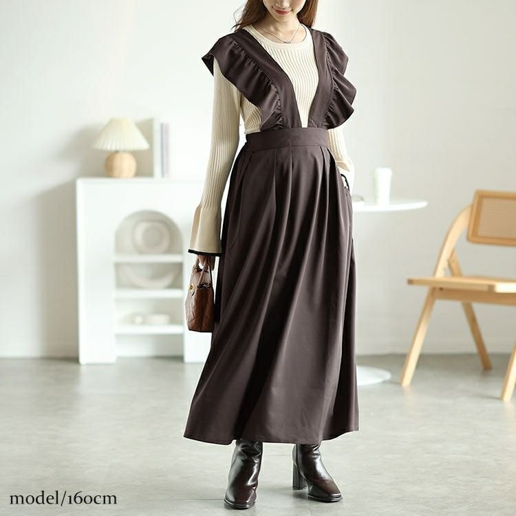 大きいサイズ レディース フリルジャンパースカート　fem-536