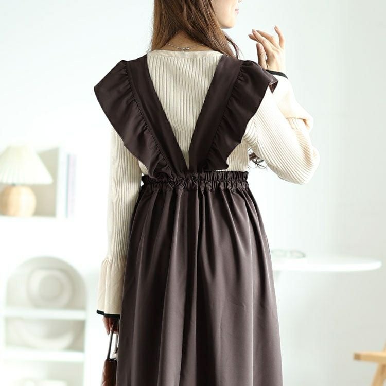 大きいサイズ レディース フリルジャンパースカート　fem-536