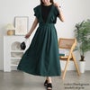 大きいサイズ レディース フリルジャンパースカート　fem-536 ダークグリーン