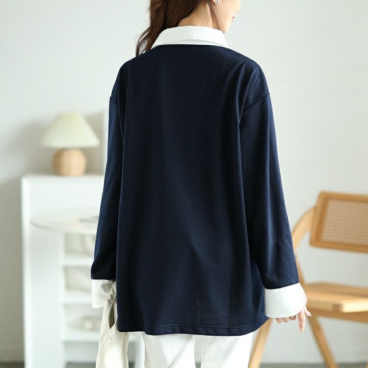 大きいサイズ レディース シャツフェイクカーディガン　fem-517