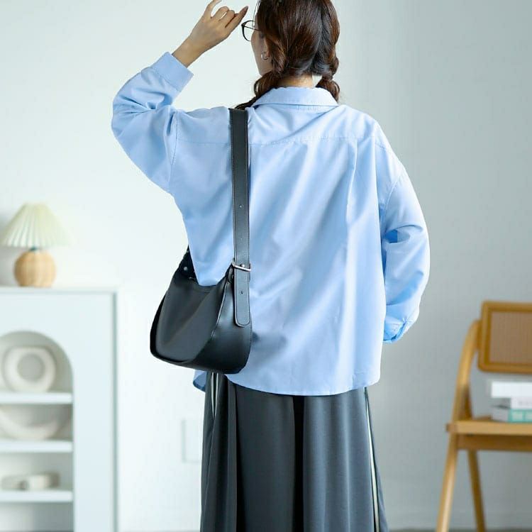 大きいサイズ レディース カレッジネクタイ付きロングシャツ　goldy-1592