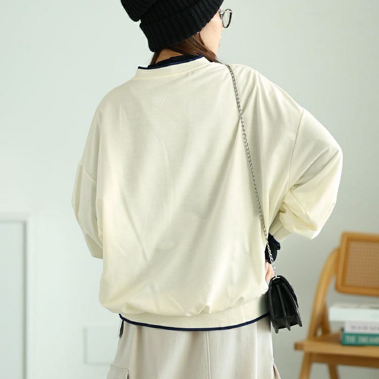 大きいサイズ レディース Vネックロゴプリントスウェット　goldy-1597 【メール便可】