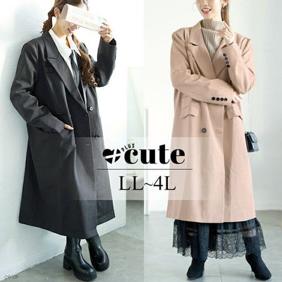 大きいサイズ レディース ロングトレンチコート　goldy-1589