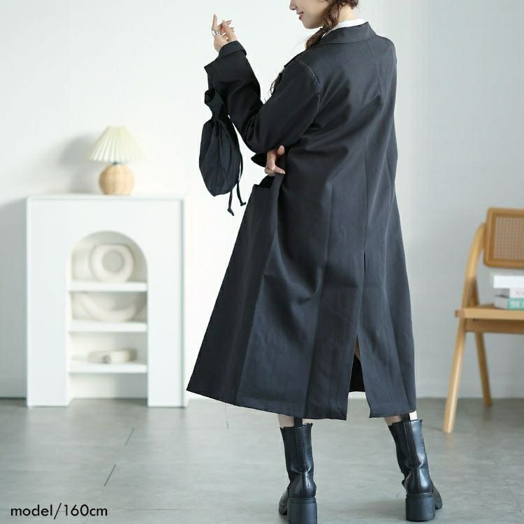 大きいサイズ レディース ロングトレンチコート　goldy-1589