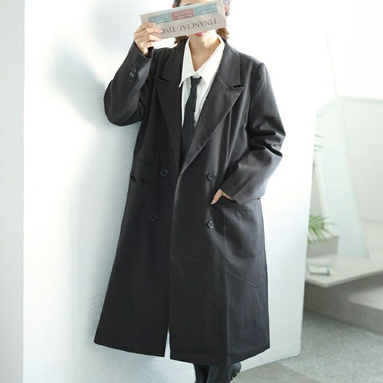 大きいサイズ レディース ロングトレンチコート　goldy-1589