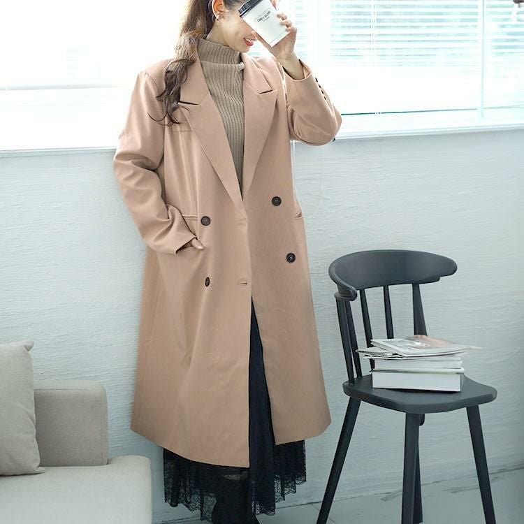 大きいサイズ レディース ロングトレンチコート　goldy-1589 ベージュ