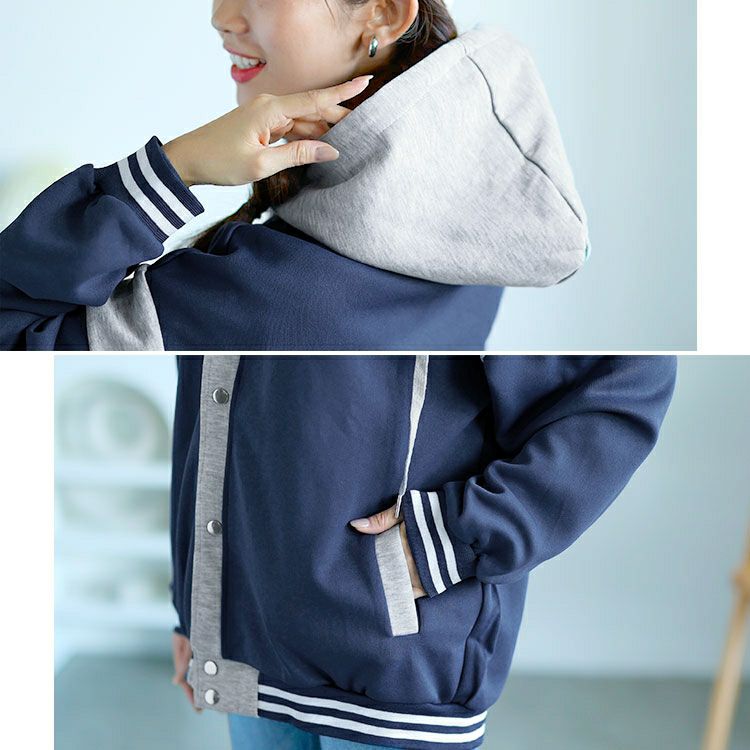 大きいサイズ レディース クマワッペン付きダンボールパーカー　goldy-1581