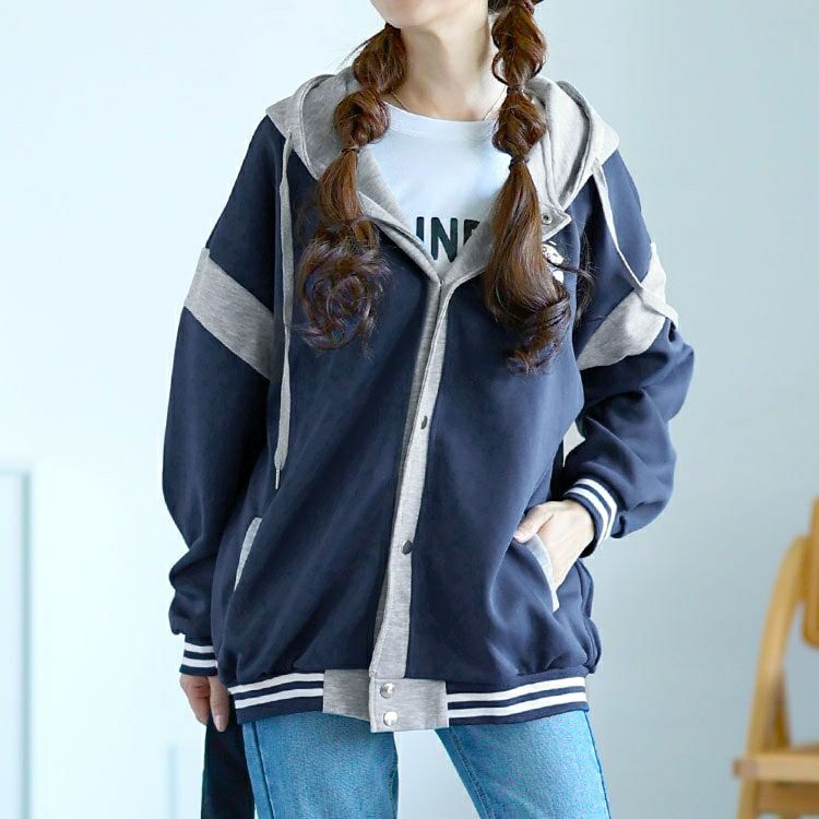 大きいサイズ レディース クマワッペン付きダンボールパーカー　goldy-1581