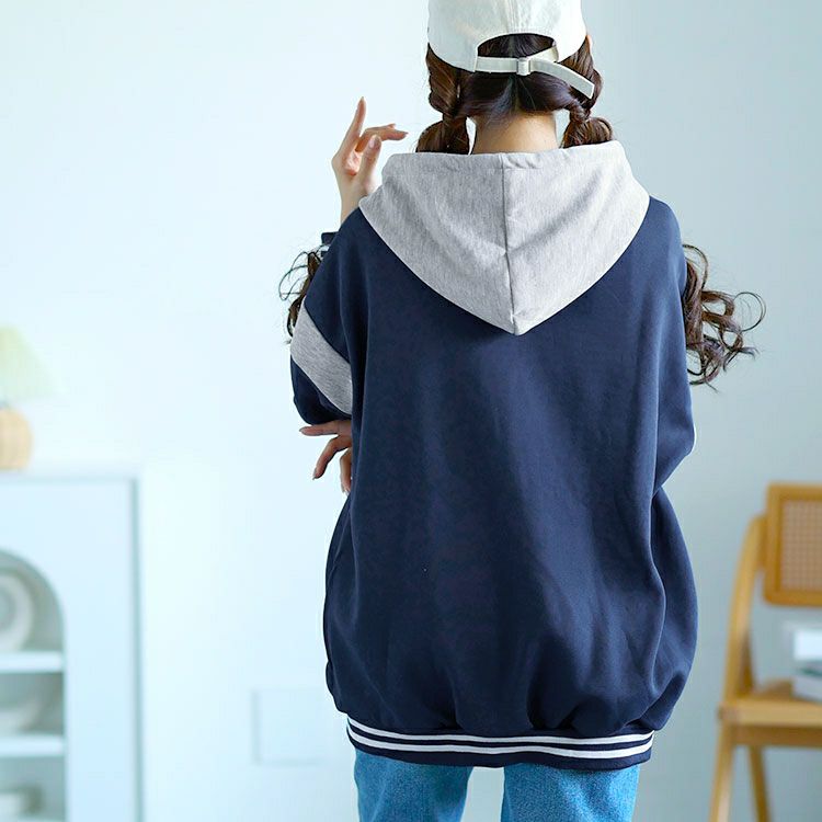 大きいサイズ レディース クマワッペン付きダンボールパーカー　goldy-1581