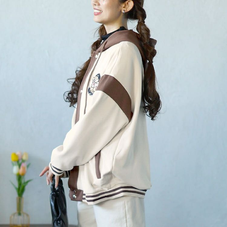 大きいサイズ レディース クマワッペン付きダンボールパーカー　goldy-1581