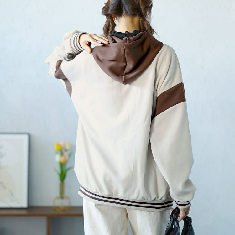 大きいサイズ レディース クマワッペン付きダンボールパーカー　goldy-1581