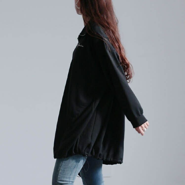 大きいサイズ レディース リブ切り替えハーフジッププルオーバー　bai-0161