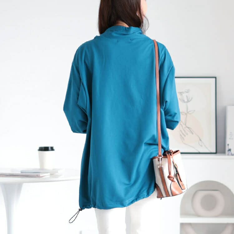 大きいサイズ レディース 裾ドロストフェイクフードプルオーバー　bai-0160