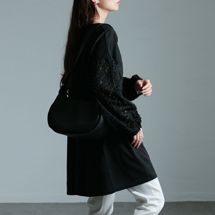 大きいサイズ レディース シアーフェザー袖切り替えチュニック　bai-0156