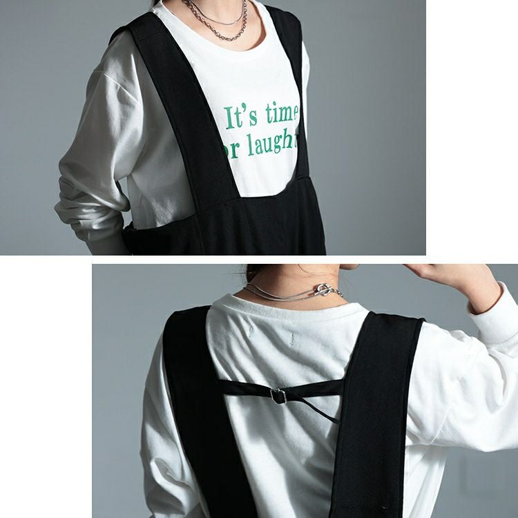 大きいサイズ レディース サスペンダー付きハイウエストワイドパンツ　sw-0665