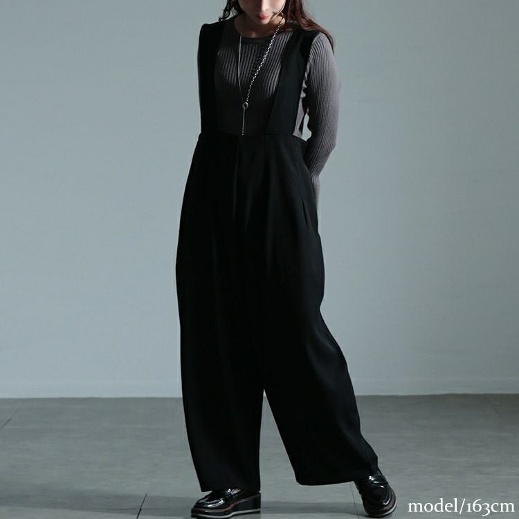 大きいサイズ レディース サスペンダー付きハイウエストワイドパンツ　sw-0665