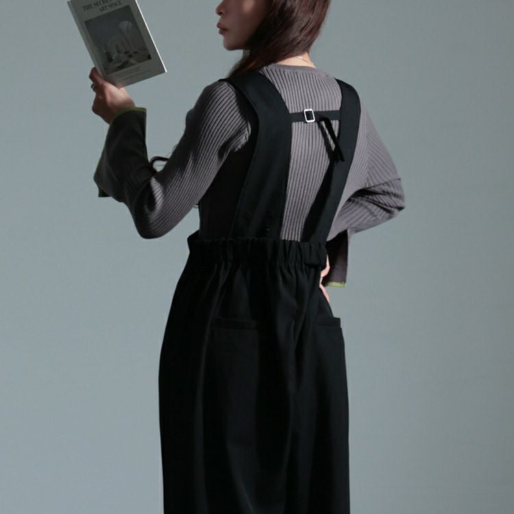 大きいサイズ レディース サスペンダー付きハイウエストワイドパンツ　sw-0665