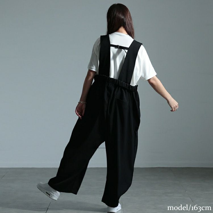 大きいサイズ レディース サスペンダー付きハイウエストワイドパンツ　sw-0665