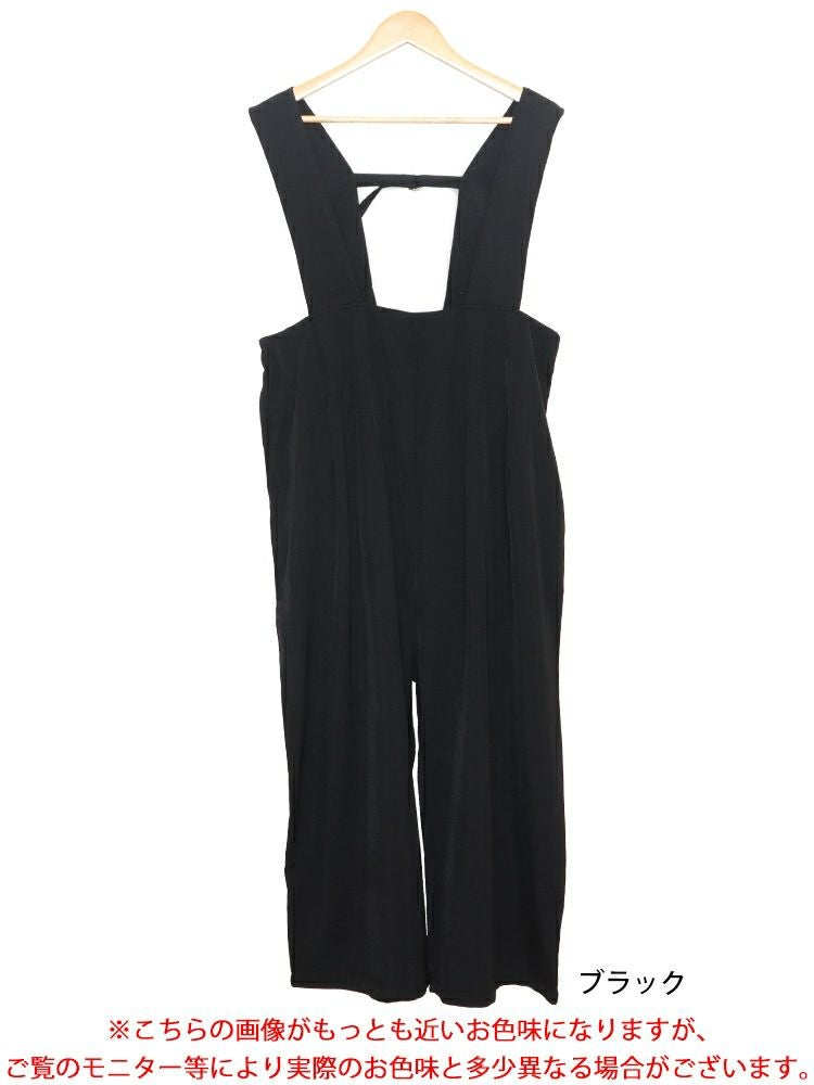 大きいサイズ レディース サスペンダー付きハイウエストワイドパンツ　sw-0665