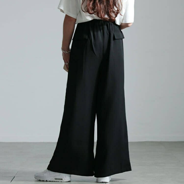 大きいサイズ レディース フロントタックワイドパンツ　sw-0661