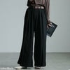大きいサイズ レディース フロントタックワイドパンツ　sw-0661 ブラック