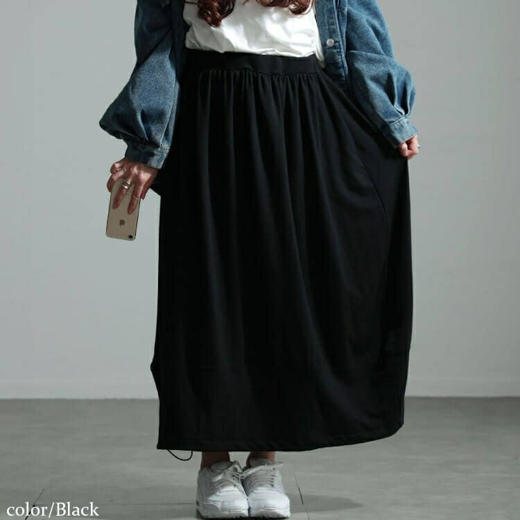 大きいサイズ レディース 裏起毛裾ドロストバルーンスカート　sw-0658