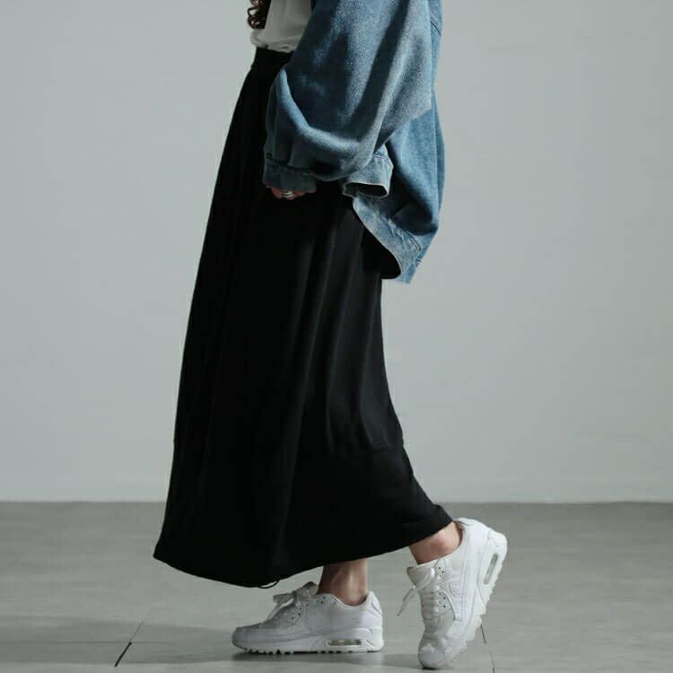 大きいサイズ レディース 裏起毛裾ドロストバルーンスカート　sw-0658