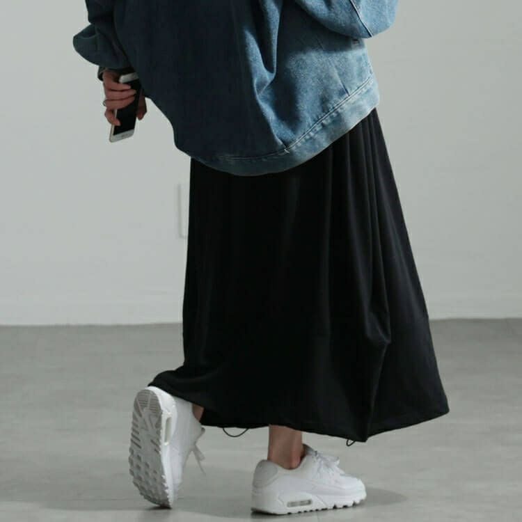 大きいサイズ レディース 裏起毛裾ドロストバルーンスカート　sw-0658