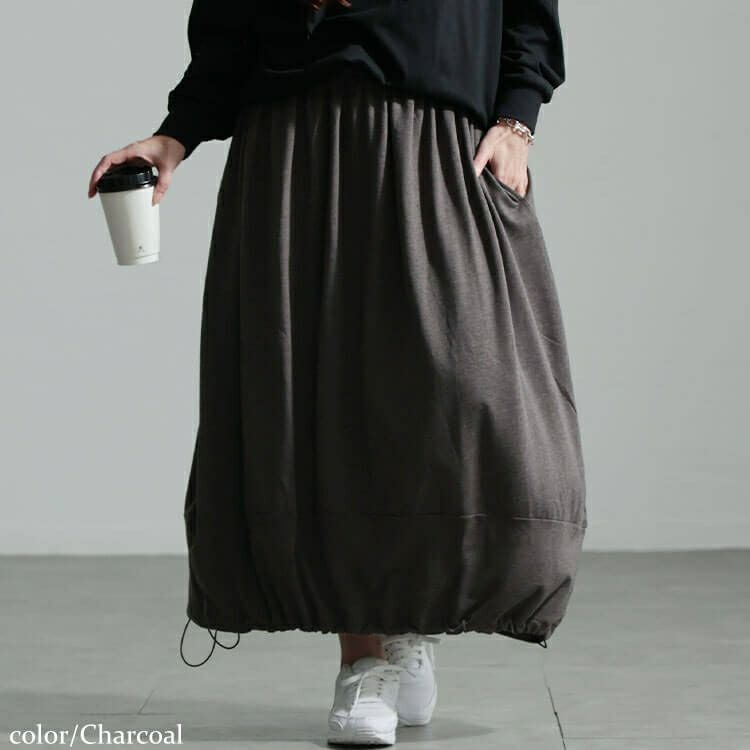 大きいサイズ レディース 裏起毛裾ドロストバルーンスカート　sw-0658