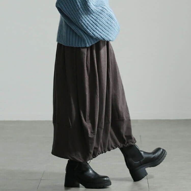 大きいサイズ レディース 裏起毛裾ドロストバルーンスカート　sw-0658