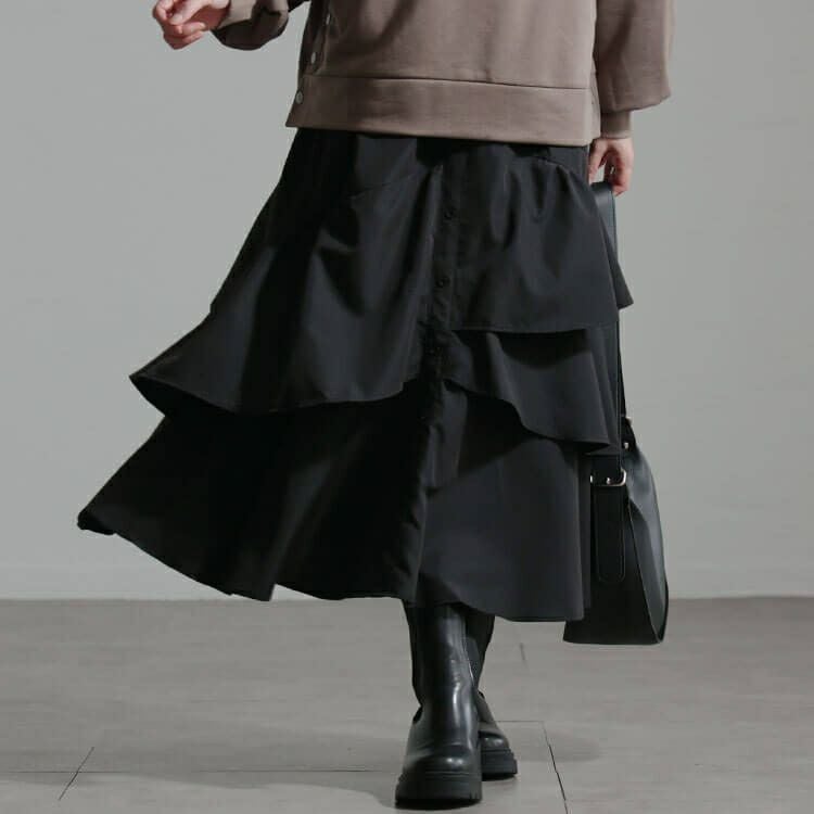 大きいサイズ レディース アシンメトリーフリルドッキングワンピース　sw-0650