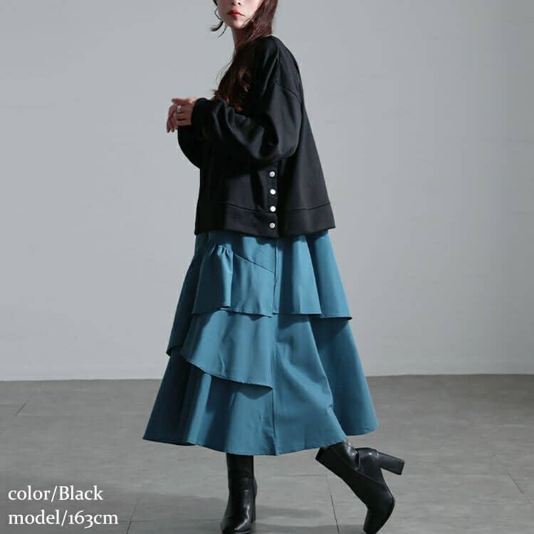 大きいサイズ レディース アシンメトリーフリルドッキングワンピース　sw-0650