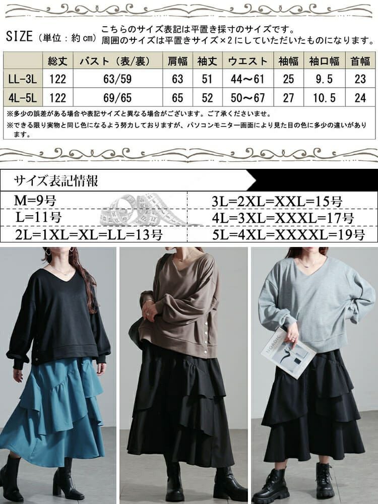 大きいサイズ レディース アシンメトリーフリルドッキングワンピース　sw-0650