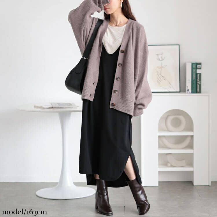 大きいサイズ レディース Vネックコットンスウェットロングベスト　wk-0487