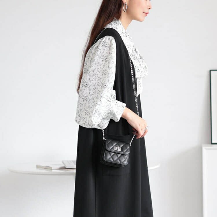 大きいサイズ レディース Vネックコットンスウェットロングベスト　wk-0487