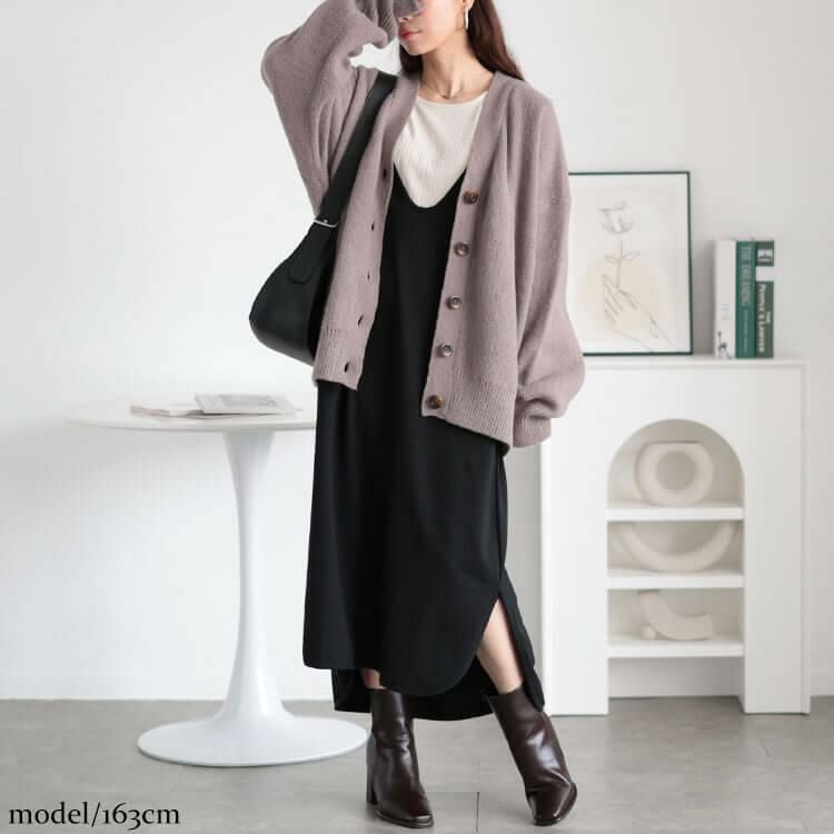 大きいサイズ レディース Vネックコットンスウェットロングベスト　wk-0487 ブラック