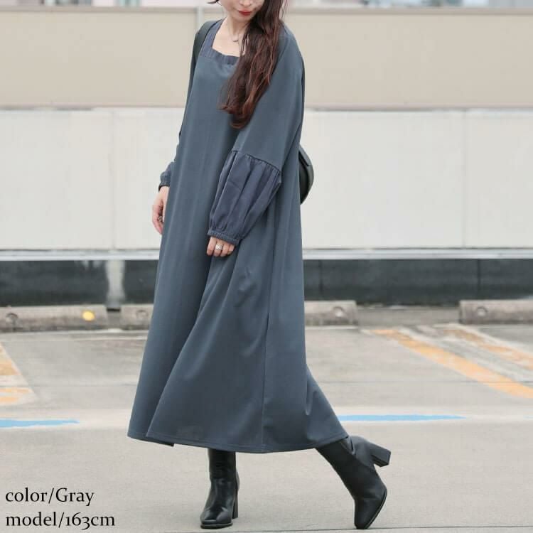 大きいサイズ レディース ヴィラーゴスリーブワンピース　fem-531 グレー